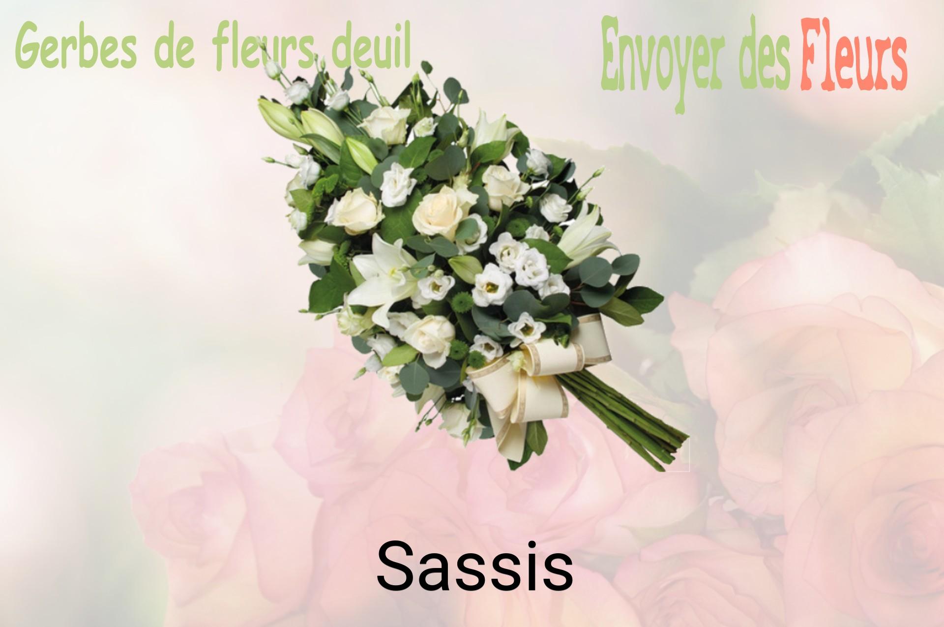Gerbe de fleurs de deuil livrée à Sassis